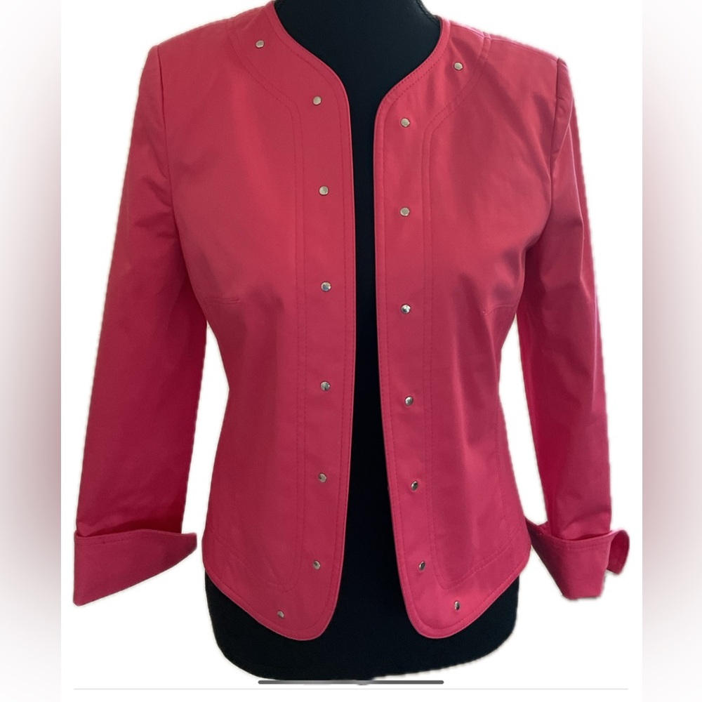 Laura Petites  Open Pink Tailored Fit Hip-Length Blazer.